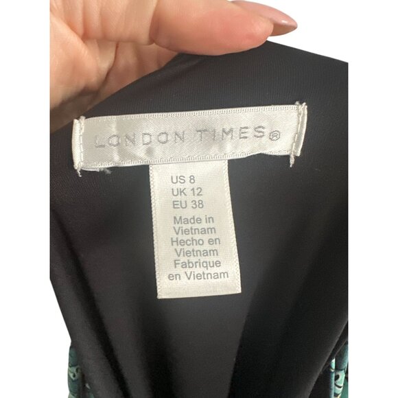 LONDON TIMES Multicolor Green Striped Wrap Dress Size US 8 - Picture 4 of 5